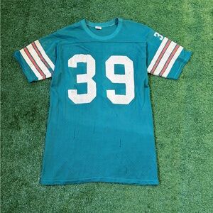 Vintage 60s Mason Mesh Football Jersey 39 Miami Dolphins Colorway Large Teal 70s